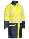Mens Hi Vis Stretch Rain Coat - Yellow/Navy
